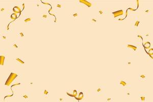 explosão de confete dourado isolada em um fundo dourado. moldura dourada de enfeites de festa e confetes. Celebração de aniversário. vetor de confete para fundo de carnaval. elementos do festival.