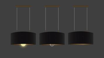 conjunto de vetores de lustres pretos realistas. lâmpada de teto. estilo loft. elemento para design de interiores.