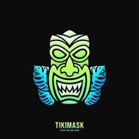 ilustração em vetor design de logotipo de máscara tiki colorida