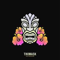 ilustração em vetor design de logotipo de máscara tiki colorida