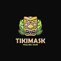 ilustração em vetor design de logotipo de máscara tiki colorida