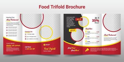 design de modelo de brochura com três dobras de comida criativa restaurante negócios vetor