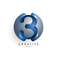 modelo de logotipo da letra inicial colorido círculo cinza azul design 3d para negócios e identidade da empresa vetor