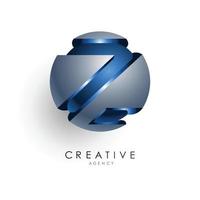 modelo de logotipo da letra inicial colorido círculo cinza azul design 3d para negócios e identidade da empresa vetor