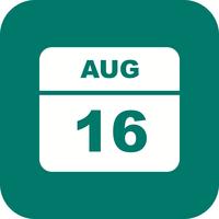 16 de agosto Data em um calendário único dia