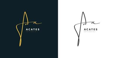 design elegante e minimalista do logotipo inicial aa com estilo de escrita à mão. logotipo ou símbolo de assinatura aa para identidade empresarial vetor