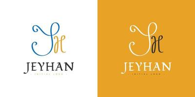design do logotipo da letra inicial jh com estilo de escrita à mão. logotipo ou símbolo de assinatura jh para identidade de casamento, moda, joias, boutique, botânica, floral ou comercial