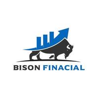 modelo de design de logotipo financeiro de bisonte vetor