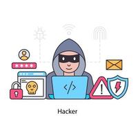 uma ilustração de design editável de hacker vetor