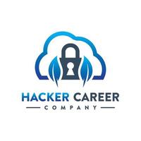 design de logotipo de carreira de hacker vetor