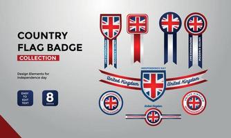 coleção de emblemas do vetor da bandeira do país da Grã-Bretanha
