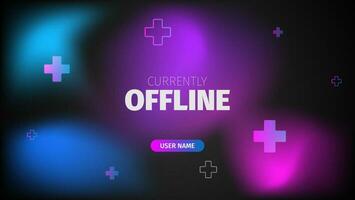 design de banner de streaming offline com cor azul e rosa em fundo preto vetor