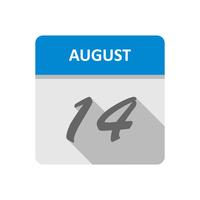 14 de agosto Data em um calendário único dia
