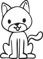 gato bonito dos desenhos animados para colorir página download gratuito ilustração vetor