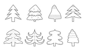 coleção de árvores de Natal estilizadas desenhadas à mão. árvore de Natal abstrata para design de decoração. ilustração vetorial vetor