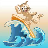 desenho de surfista de gato vetor