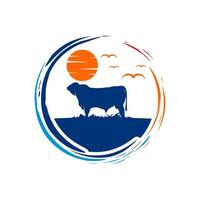 logotipo circular de fazendas de gado vetor