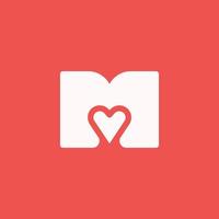 letra m com logotipo em forma de coração vetor