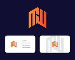 carta design de logotipo mw com modelo de vetor de cartão. símbolo de monograma monocromático mínimo criativo. logotipo de negócios premium. símbolo gráfico do alfabeto para identidade corporativa