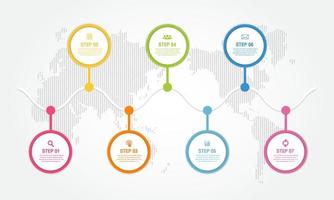 modelo de infográfico de sete cronogramas. apresentação modelo de infográfico de negócios com 7 opções vetor