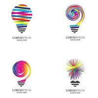 lâmpada colorida logo designs conceito criativo ícone símbolo tecnologia logo bulbo logo designs vetor