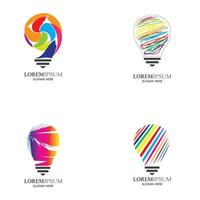 lâmpada colorida logo designs conceito criativo ícone símbolo tecnologia logo bulbo logo designs vetor