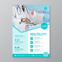 Cobertura de saúde a4 modelo de design e ícones planas para um relatório e design de brochura médica, panfleto, decoração de folhetos para impressão e apresentação de ilustração vetorial vetor