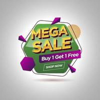 banner de promoção de mega venda, formato hexagonal vetor