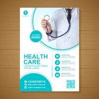 Cobertura de saúde a4 modelo de design e ícones planas para um relatório e design de brochura médica, panfleto, decoração de folhetos para impressão e apresentação de ilustração vetorial vetor