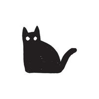 a silhueta de uma ilustração desenhada à mão de um gato em estilo infantil vetor