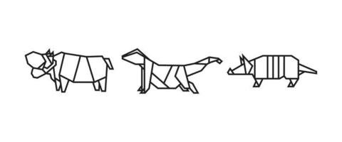 as ilustrações da fera em estilo origami vetor