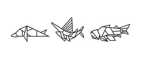 ilustrações de peixes em estilo origami vetor