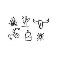 conjunto de elementos relacionados ao arizona ilustrações desenhadas à mão em estilo infantil vetor