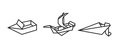 ilustrações de barco em estilo origami vetor