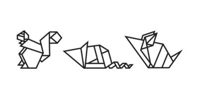 ilustrações de roedores em estilo origami