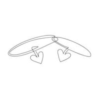 pulseiras para casal desenhadas por uma linha. desenho romântico. decorações de desenho de linha contínua. para o dia dos namorados, casamento. ilustração vetorial festiva simples. vetor