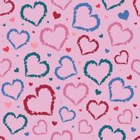 fofo romântico padrão sem emenda com corações em um baclground rosa. para têxteis, papel de embrulho, capa, design de embalagem. ilustração festiva do vetor. vetor