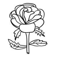 cartoon doodle linear rosa, flor isolada no fundo branco vetor