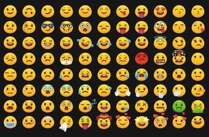 conjunto de emoticons cartoon emojis smile para redes sociais vetor