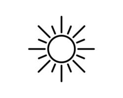 ícone plano de sol. único símbolo de contorno de alta qualidade da primavera para web design ou aplicativo móvel. sinais de sol em linha fina para design de logotipo, cartão de visita, etc., contorno de pictograma de sol vetor
