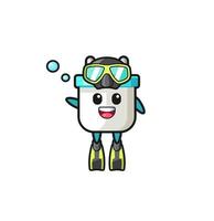 o personagem de desenho animado mergulhador de tomada elétrica vetor