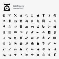 80 objetos Pixel Perfect Icons. vetor