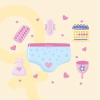 calças e itens menstruais vetor