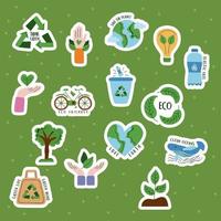 quinze ícones ecológicos vetor