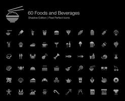 Alimentos e Bebidas Pixel Perfect Icons Shadow Edition. vetor