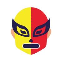 máscara mexicana de ícone de estilo de preenchimento de lutador vetor