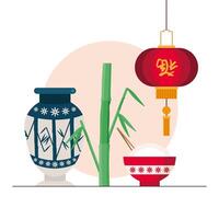 ícones tradicionais da cultura chinesa vetor