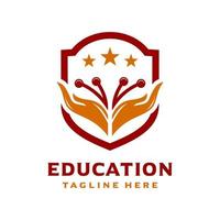 escudo de mão logo educação vetor