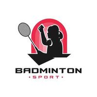 logotipo do esporte de badminton feminino vetor