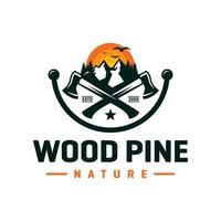 design de logotipo em madeira de pinho vetor